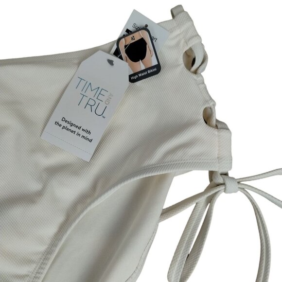 Time and Tru Womens 2X Vanilla Dream Cream Side String High Waist Bikini Bottoms - Picture 3 of 7